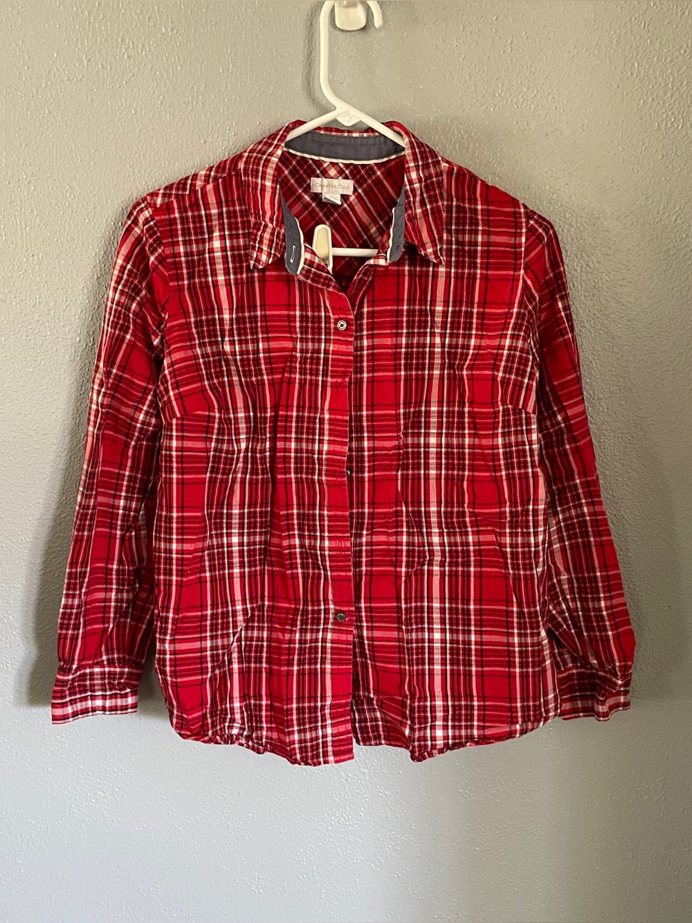 Charter Club Red Plaid Button-Down Shirt Women’s Size 10
